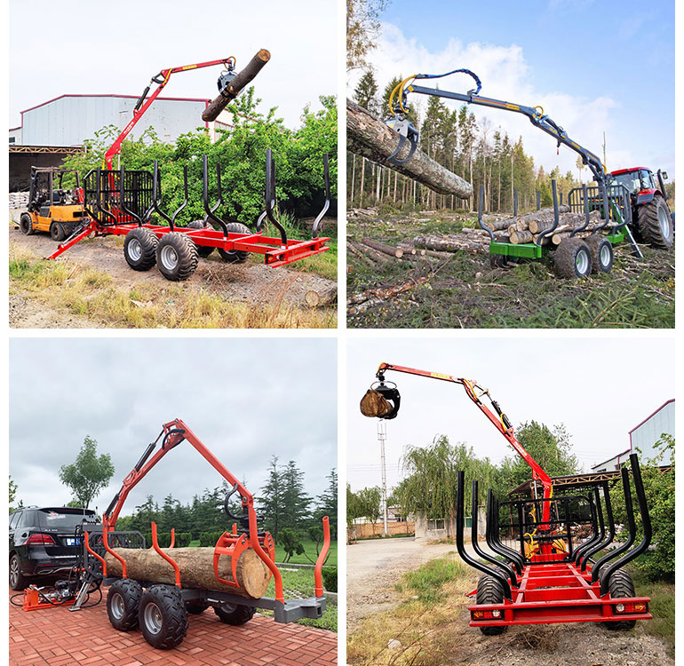 Log Trailer With Crane Grapple