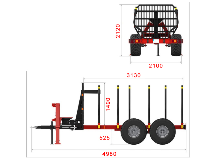 Log Trailer With Crane Grapple