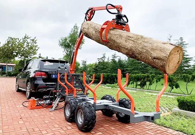 Log Trailer With Crane Grapple