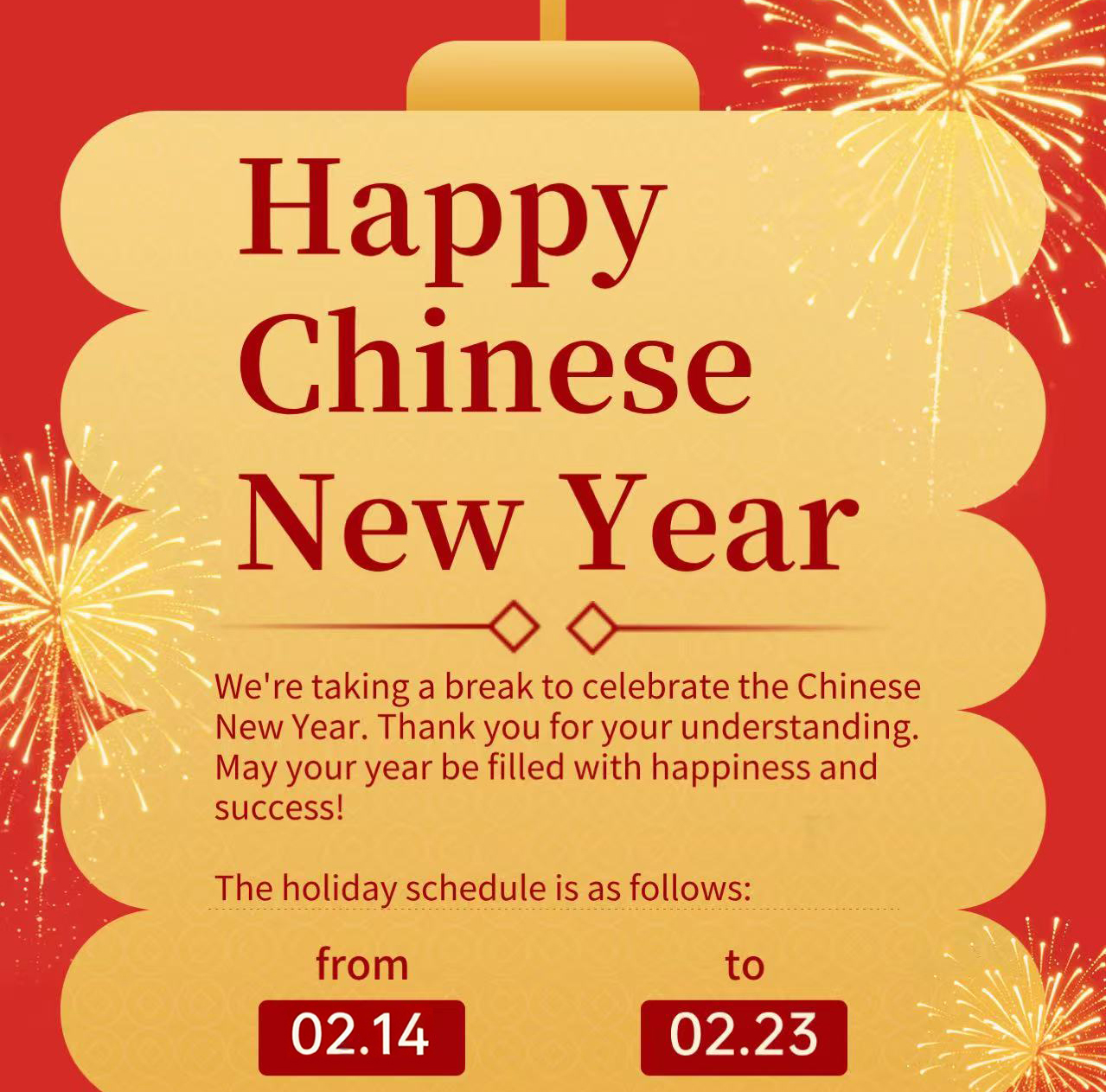 Holiday Notice — 2026 Chinese New Year