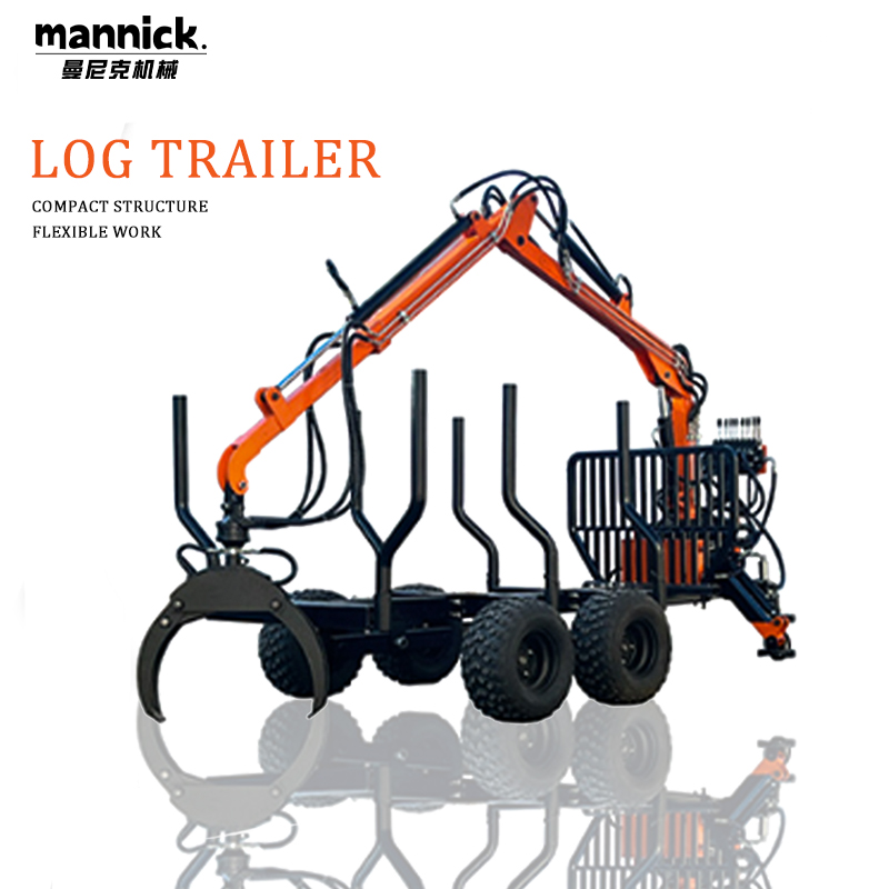 Log Trailer With Crane Grapple